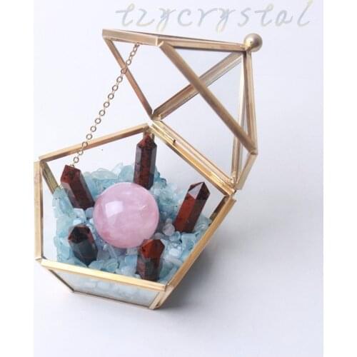 Aquamarine Gravel Polished Degaussing Crystal Wand Jewelry Box