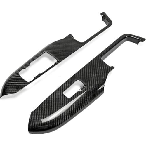 Car Accessories For Ford 2015 Mustang Carbon Fiber Window Switch Panel Stick On Type (LHD only) Glossy Finish Inner Trim Set Kit