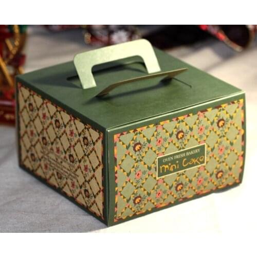 Free shipping vintage box green mini cake box 6 inch cheese cake box party cake supplies favors