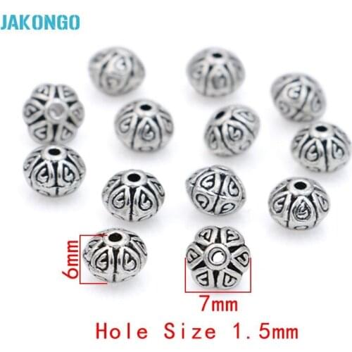 80pcs Spacer Beads Antique Silver Plated Loose Beads for Jewelry Making Bracelet Jewelry Accessories DIY Handmade Craft