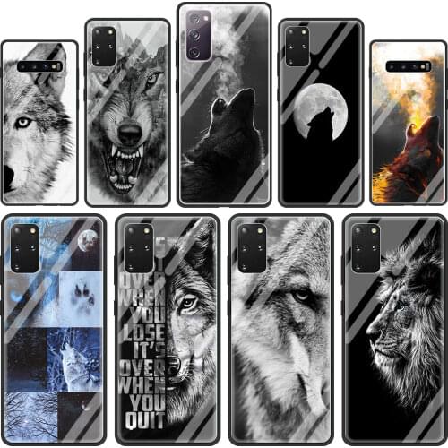 Lion Wolf Tempered Glass Phone Case for Samsung Galaxy S21 S20 FE S10 Note 10 20 Ultra 5G 9 S9 Plus S10e Cover Capa