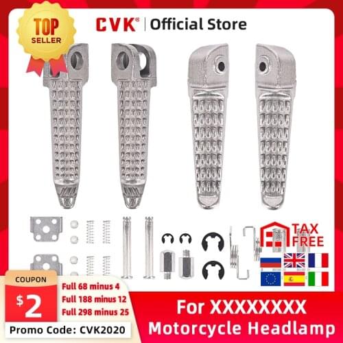 CVK 1Pair Aluminum Alloy Anti-Skid Black CNC Folding Foot Pegs Pedal Rest Front and Rear Footpegs Footrest For KAWASAKI ZX6R 10R