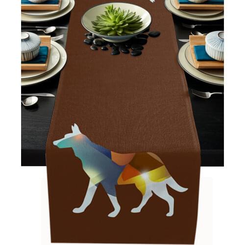 Home Table Runner Dog Color Block Colorful Cupboard Coffee Table Cover Cloth Birthday Party Dinner Table Decoration Base Cloth