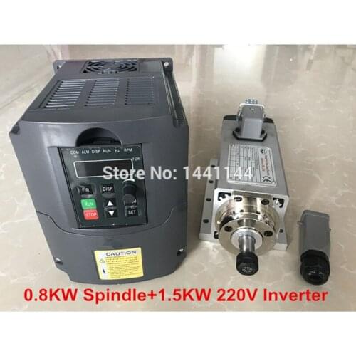 800W Air Cooled Spindle CNC Spindle Motor 4 Bearings Machine Tool Spindle + 1.5KW 220V VFD Inverter For Milling Machine