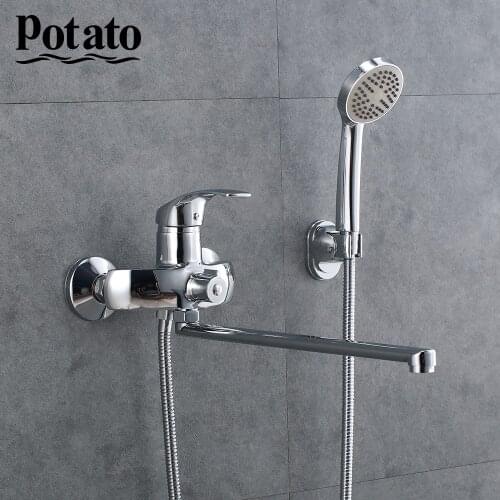 Potato bathroom tap chrome silver Outlet pipe Bath shower faucet set Zinc Alloy body shower head bathtub faucet p2203