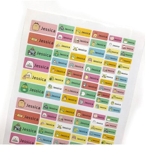 114Pcs 3Size Cartoon Pattern Stickers Custom Kids Waterproof Name Tags Personalized Label For School Stationery Scrapbooking