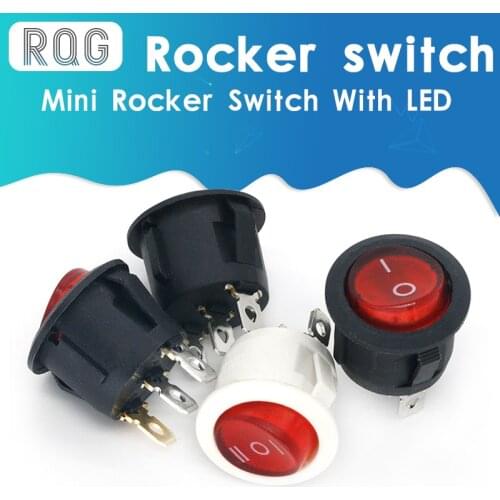ON/OFF Round Rocker Toggle Switch 3A/250VAC ON-OFF Plastic Push Button Switch Red Black