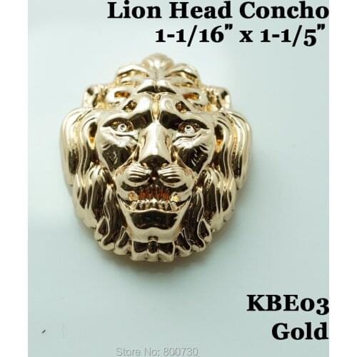 KBE03) Wholesale 50pc Large Lion-Head Concho Screwback Conchos Leathercraft Gold