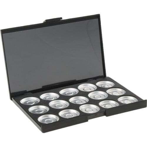 Cosmetics Makeup Empty 15 pcs Aluminum Eyeshadow Pans with Palette Black