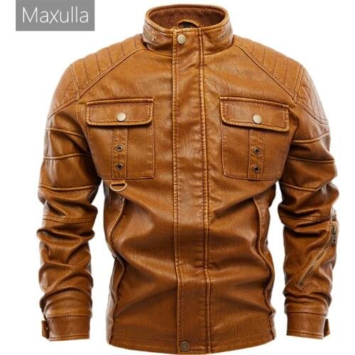 Maxulla Mens PU Jacket Fashion Outwear Slim Fit Faux Leather Coats Mens Casual Biker Punk Motorcycle Jackets Man Clothing