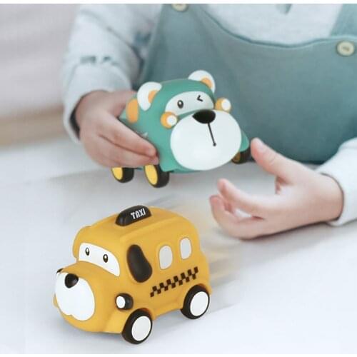 Cartoon Mini Car Toys for Baby Boys Soft Rubber Animal Racing Cars Cute Montessori Toy Newborn Infant Early Education Xmas Gifts