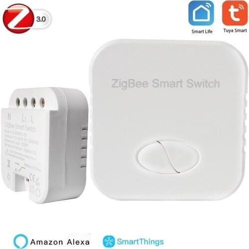 Zigbee Smart Home Mini Switch DIY Breaker 110-240V Modules With Button Tuya Smart Life APP Control Works With Alexa Smartthings