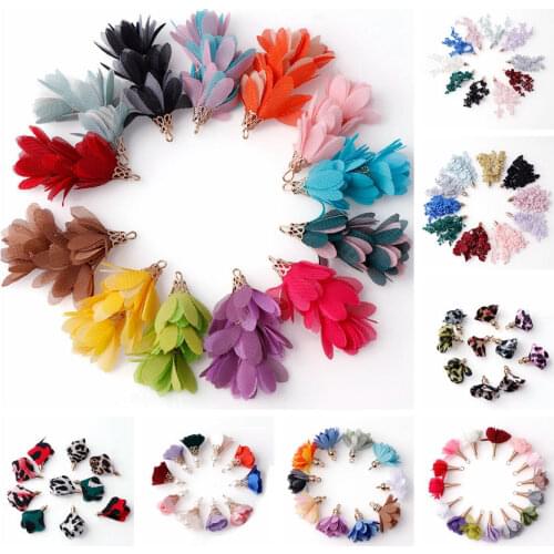 Mix Color Tassel 6-10Pcs/set DIY Flower Silk Polyester Charms Jewelry Bracelet Key Making Fringe Trim Craft Tassels Sewing Acces