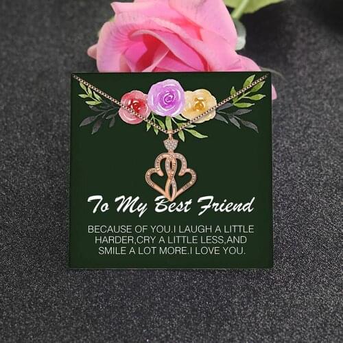 Crystal Heart Love lettering necklace Fashionable Girl Pendant Necklace Gift For Friends