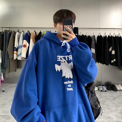 Mens Solid Color Pattern Printing Sweatshirts Oversized Streetwear Coats Clothes Tops Loose Hooded Hoodies Fashion Pullover