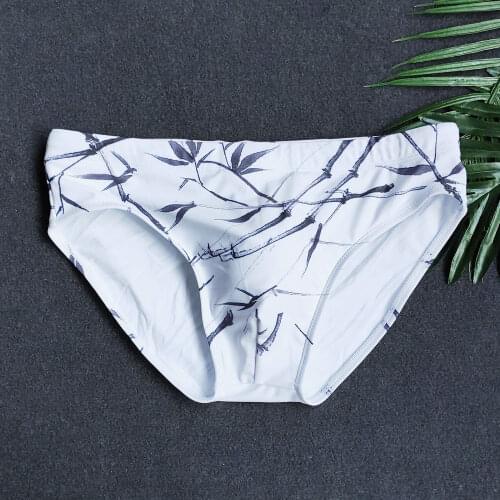 Print Mens Swimming Briefs Triangle Swimsuit Men Sexy Swimwear Trunks Beach Board Wear Brave Person Solid Bathing Suit Men 2021