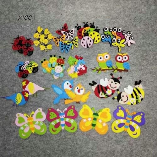 XICC Non-woven Animal Ladybug Bee Sting Butterfly Felt DIY Pack Kindergarten Decoration Primary School Classroom Wall Stickers