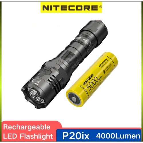 NITECORE P20iX USB-C Rechargeable Flashlights Super Bright Military Tactical Flashlight 4000 lumens 5000mAh NL2150 HPi Battery