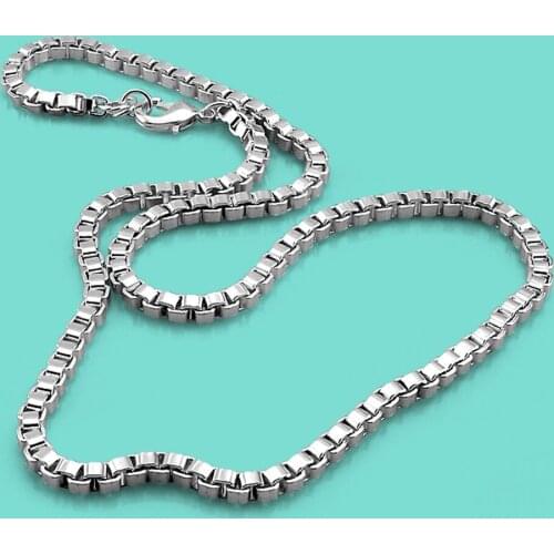 Classic Box Necklace-Mens 925 Silver Necklace-46/51/56/61/66CM-Silver Chain-Mens Party Accessories Jewelry Collar