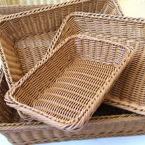 Weaving Rattan Wicker Basket Tea Plate Bread Hand-knitted Box Simple Portable Picnic Storage Baskets Kitchen Tool