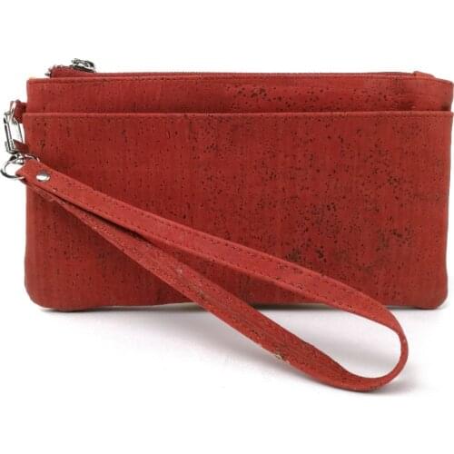 Portugal Natural Cork Purse with Handle Vegan Wooden Clutch Bag Women Maroon Color