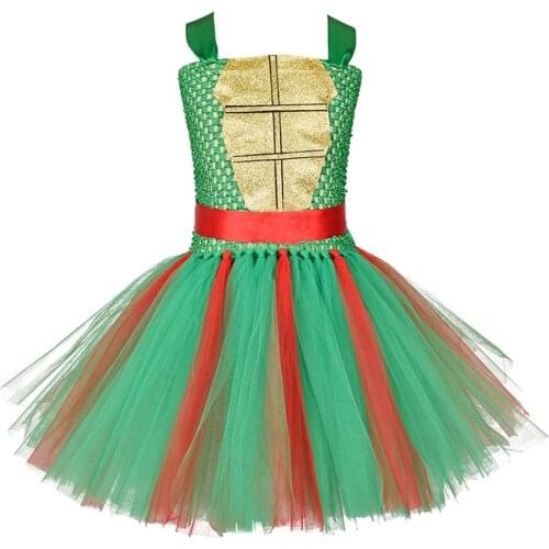 Girls Princess Fluffy Tutu Dress Kids Turtle Costume Cosplay Party Dresses Halloween Super Hero Dress Up Photo Props Newborn-12Y
