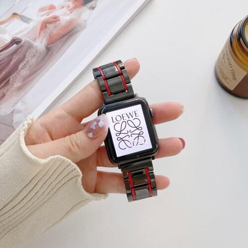 Ceramic Strap For Apple Watchband 6 SE 5 4 Bracelet Iwatch Series 3 2 44mm 42mm 40mm 38mm Stainless Steel Buckle Water Resistant