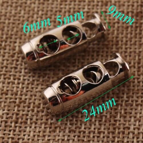 10 pcs Silver Double Barrel Toggle Cord Lock Rope Buckle,Craft Cord Locks,Connector Buckle,Spring Buckle,Cylinder Stopper Toggle