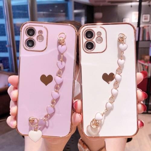 Love Wristband Chain Phone Case For funda iPhone 11 XR 12ProMax XSMax 8 7 Silicone Back Cover Case For iphone 12 Shell Coque