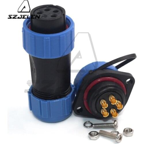 SP21 Outdoor Waterproof Connector IP67 plug socket 5-pin power cable panel mount SP21 In-line Cable 30A