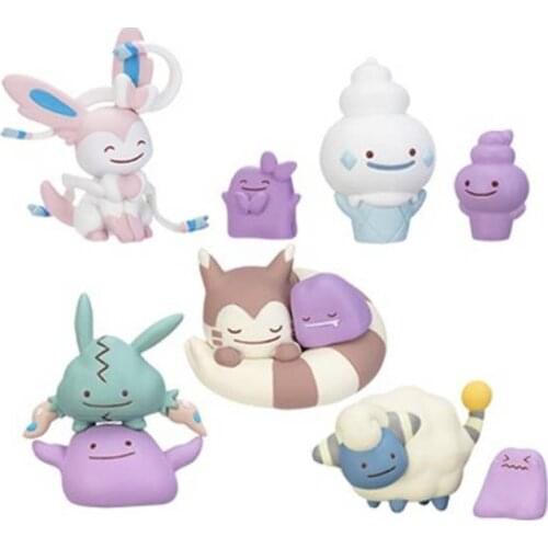 TAKARA TOMY Gashapon Pokemon Center Dolls Collectibles Action Figure Ditto Vulpix Mareep Trubbish Furret Sylveon Gift