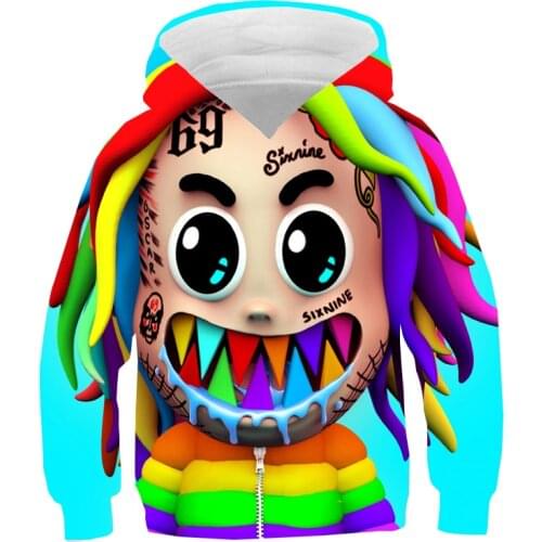 3D Print 6ix9ine Girls Hoodies Teens Autumn Hooded Sweatshirt Girls Kids Christmas Gift Children Clothes Hoodies for Teen Girls