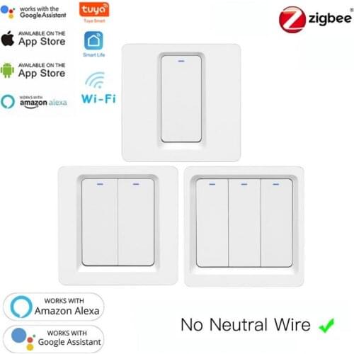 Tuya smart wireless switch 1/2/3 key push button zigbee switch smart life app remote control schedule compatible alexa google