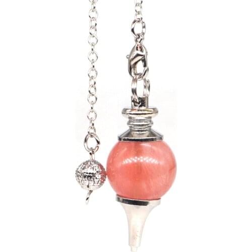 Cherry Quartz Bonded Pendulum Healing Crystal Reiki Dowsing Energy Chakra Tool Decor
