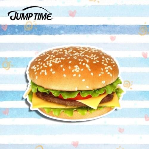 Jump Time 13cm x8cm Cheeseburger Burger Graphics Car Stickers Vinyl Car Wrap Funny Decal for Car Window Laptop Bumper Motorcycle