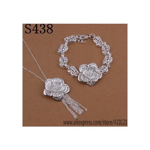 S438 Lucky Charm Silver Color Jewelry Sets For Women Fashion Jewelry Lady Accessories Fashion Bracelet Necklace /djiamapa