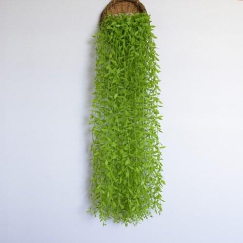 100cm Green Plastic Artificial Vines Willow Leaves Fake Eucalyptus Rattan For Wedding Balcony Home Decor Hanging Wall Plant
