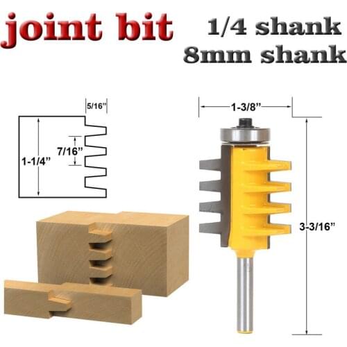 1PC 1/4 inch Shank Rail and Stile Finger Joint Glue Router Bit Cone Tenon Woodwork Cutter Power Tools