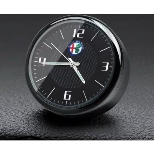 1PCS Car Logo Dashboard Decoration Clock Air Vent Quartz Watch For Alfa Romeo 159 Mito Stelvio Brera Spider Giulietta Giulia