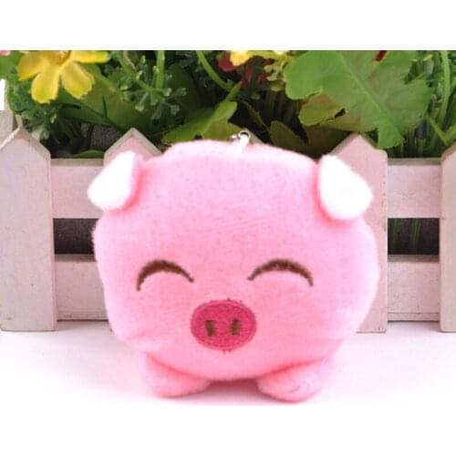 1 PC Plush Doll Key Ring Cartoon Pink Pig Ball Keychain Pompom Pendant Girl Women Bag Jewelry Party Gift Kid Toy