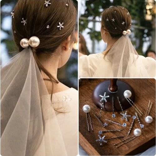 13 pics/lot Korean Pearls Woman Hairpins Pearls Hair Sticks Hairbands Wedding Hair Accessories