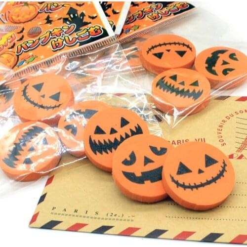 3 Pcs/pack Novelty Halloween Pumpkin Cute Style Kids Eraser Pencil Rubber Eraser Student Gift Stationery