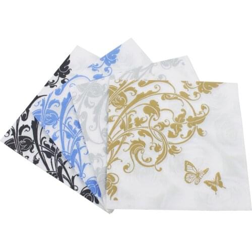33*33cm 20pcs/lot Tea Flowers Butterfly Color Printed Napkin Face Paper Wedding Birthday Party Paper Decoration