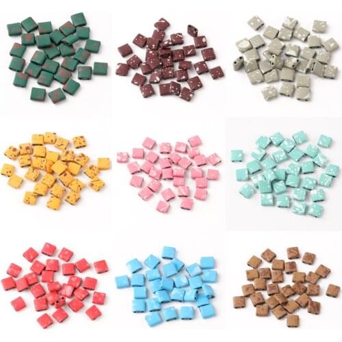 5x3x2mm 2 Holes Multi-Color Natural Smooth Paint Hematite Stone Loose Spacer Beads for Jewelry Making DIY Necklace Bracelet