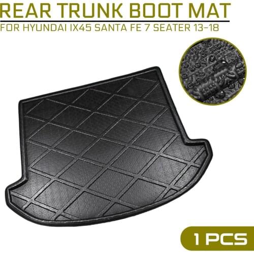 Car Floor Mat Carpet Rear Trunk Anti-mud Cover For Hyundai IX45 Santa Fe 7 Seater 2013-2018
