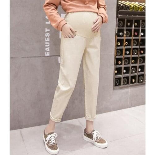 Cotton Abdominal Maternity Pants Pregnancy Trousers Clothes For Pregnant Women Boy Friend Style Haren Pants Maternity Clothing
