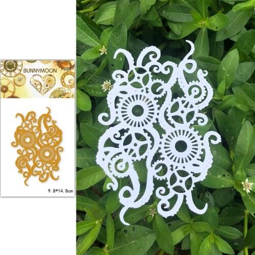 CH 2021 New Arrival Gear grass Metal Cutting Dies 3D DIY Scrapbooking Carbon Sharp Craft Die Photo Invitation Cards Decoration