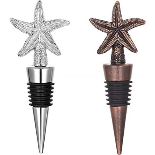 Decorative Starfish Shape Wine Bottle Stopper Zinc Alloy Friendly Reusable Wine Stopper For Sweetheart Favors Wedding NJ71715