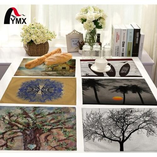 Scenery Tree Pattern Table Mat Table Napkin For Wedding Fashion Home Kitchen Decoration Dinner Tea Coffee Table Mat