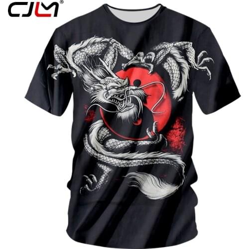 CJLM Man Trend New Red Tai Chi Pattern 3D Printed Personality Dragon T shirt Large size leisure 5XL Mens O Neck Tshirt